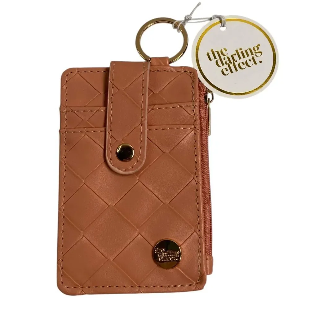 NWT The Darling Effect Woven Keychain Wallet Card Holder - Rose Color